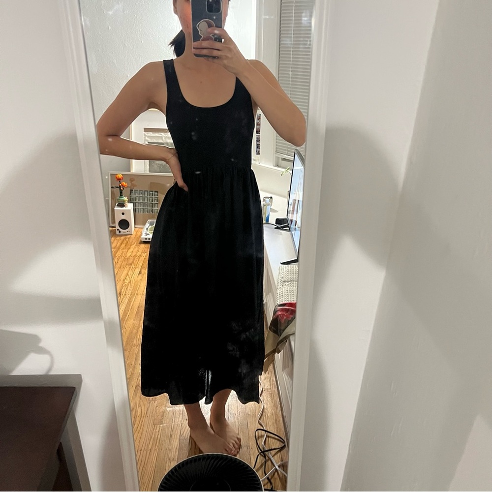 Black Sleeveless Midi Dress